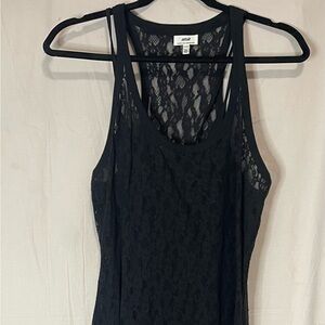 aerie Black Lace Maxi Slip Dress